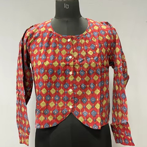 เสื้อแขนกุดคอวีพิมพ์ลายดอกไม้สไตล์ญี่ปุ่นผ้าฝ้าย 100% คุณภาพสูงเป็นมิตรกับสิ่งแวดล้อมสำหรับผู้หญิง - Product Image 1