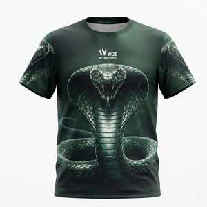 เสื้อยืดคอกลมแขนสั้นลายงูหัวกะโหลกสไตล์โกธิคสำหรับผู้ชาย ทรงปกติ ผ้าคอตตอนเจอร์ซีย์ พร้อมโลโก้แบบกำหนดเอง เสื้อยืดผู้ชาย - Product Image 1