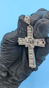 Colgante de Diamantes Cruzados, Colgante Hip Hop, Colgante de Plata 925 con Incrustaciones de Diamantes, Colgante de Moda para Raperos, Colgante Bling, Colgante de Fe Cristiana - Product Image 3