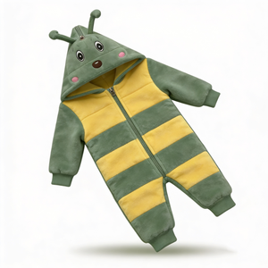 Cute Green Snail Plush <b>Onesie</b> Costume For <b>Kids</b> 2-4 Years Unisex Soft <b>Fleece</b> Hooded Jumpsuit With Character Face And Antennas - Product Image 3