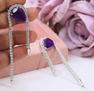 Atractivos Pendientes de Latón de Alta Calidad con Baño de Plata y Circonitas, Modernos y Elegantes, para Mujer, Ideales para Fiestas y Eventos Nocturnos, Colección de Moda - Product Image 2