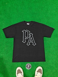 <b>Men's</b> Black Cotton T-Shirt With Puff Logo Print Regular Fit Casual Streetwear Short Sleeve O-Neck Jersey Tee - Product Image 1