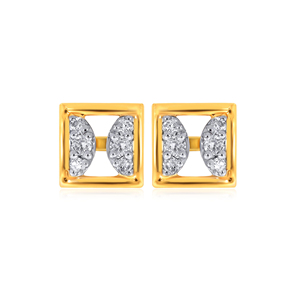Pendientes de Diamantes con Marco Cuadrado Elegante y Brillante, Oro Amarillo de 18K, Diseño de Joyería Fina Contemporánea - Product Image 1