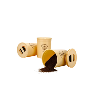 Pot de rangement en métal crème Paris avec bouton doré, conteneur cylindrique vintage français, boîte de cuisine, décor shabby chic, boîte en étain - Product Image 3