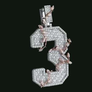 Custom Lab Grown Player Number <b>Pendant</b> 925 Silver Rose <b>Gold</b> Plated Diamond Number <b>Pendants</b> 1-11 Luxury Iced Out Charms wear - Product Image 5