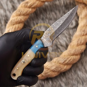 2026 Custom Handmade Damascus Steel Hunting <b>Knife</b> with Premium <b>bone</b>& Resin <b>Handle</b> Full Tang Fixed Blade Camping Survival <b>Knife</b> - Product Image 3