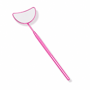<b>Pink</b> Handheld Pocket Moon-Shaped Makeup Mirror 3X Magnification Single-Sided Stainless Steel <b>Frame</b> - Product Image 1
