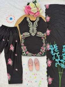 Ensemble Salwar brodé pour filles avec dupatta, ensemble kurta ethnique pour mariage, fête ou tenue décontractée - Product Image 6