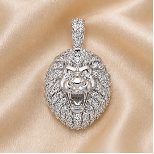 Men's Trendy Animal Hip Hop Fine Jewelry Gift Rapper's Custom Made 925 Solid <b>Silver</b> Lion Head Pendant Natural Diamond Iced Style - Product Image 5
