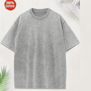 T-shirt Hip Hop tricoté 100% coton délavé à l'acide pour hommes personnalisé surdimensionné poids lourd écran Vintage Fitness à manches courtes tombé - Product Image 5