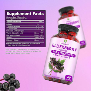 Gommes de sureau à triple soutien immunitaire avec vitamine C Zinc Max Immunité Booster Antioxydant Défense Complément alimentaire - Product Image 2
