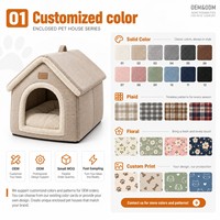 Vente en gros de lits pour chats et petits chiens, confortables, doux, chauds, en tissu uni, avec ouverture frontale, emballés dans un carton