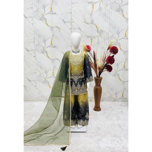 Ensemble ethnique Palazzo pour filles, Salwar Kameez brodé en Georgette pour enfants, tenue de fête de mariage, vêtements de cérémonie pour enfants, tailles 3-15 ans - Product Image 5