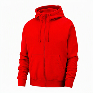 Sudadera con capucha unisex de forro polar naranja personalizada con cremallera completa, bolsillo frontal y cordón, al por mayor, ropa casual de calle B2B - Product Image 4