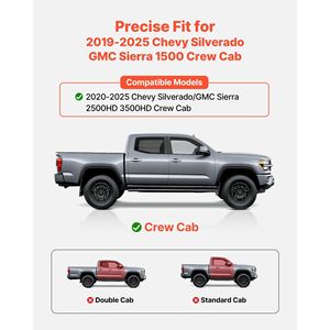 Pedane Laterali da 6 Pollici per Chevy Silverado/GMC Sierra 1500 Crew Cab 2019-2025, Compatibili con Rampe e Scale 2020-2025 - Product Image 2