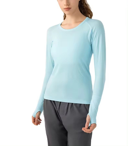 Premium,slim Breathable Custom Logo 100% Cotton <b>Tshirt</b> Fabric Men Women High Quality T-shirt <b>Long</b> Sleeves Women Shirts - Product Image 2