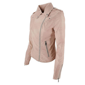 เสื้อแจ็คเก็ตมอเตอร์ไซค์ขนแกะสีชมพูอ่อนสำหรับผู้หญิง ยี่ห้อ MAKUM INTERNATIONAL คอตั้ง ซิป แขนยาว ระบายอากาศได้ดี เสื้อโค้ทหนาสำหรับฤดูใบไม้ร่วง - Product Image 1