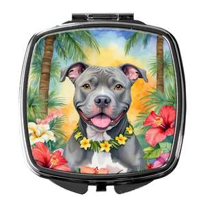 Pit Bull Terrier Luau espejo de maquillaje de mano plegable compacto para mujeres espejo de bolsillo decorativo de viaje Ideas de regalo para niñas - Product Image 1