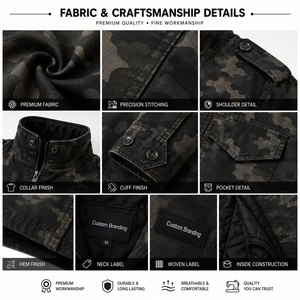OEM ODM Custom <b>Mens</b> Camouflage Field <b>Jacket</b> Military Style Tactical Outdoor <b>Utility</b> Workwear <b>Jacket</b> Private Label Wholesale - Product Image 4