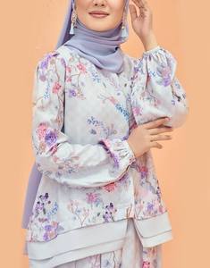 Vêtements islamiques musulmans de Malaisie, ensemble Abaya brillant, Baju Kurung SIPO, mode Eid, ensemble coordonné 2 pièces en satin de soie - Product Image 2