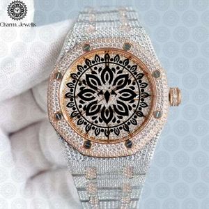 Montre de luxe Charm Jewells en acier inoxydable, incrustée de diamants, mouvement mécanique analogique, boîtier de 40 mm, design ajouré, cadran en verre 10 - Product Image 4