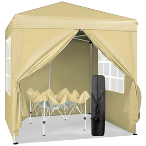 Carpa Plegable de Ángulo Recto Color Caqui de 6.5X6.5 Pies, Práctica e Impermeable, con Dos Puertas y Dos Ventanas para Acampar y Aventuras al Aire Libre - Product Image 5