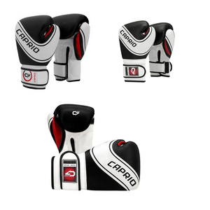 Gants de boxe d'entraînement MMA blancs et noirs 8oz 14oz avec fermeture à lacets et auto-agrippante en cuir PU, logo personnalisé, OEM, marque privée, unisexe - Product Image 4