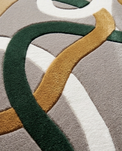 Tapis carré moderne abstrait en laine tuftée écologique avec envers antidérapant en caoutchouc pour salon, à poils moyens - Product Image 4