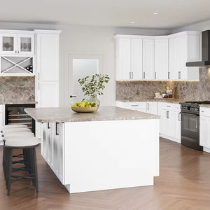 JY Project Customized European Style White Wood Kitchen Cabinet RTA Modern Luxury Cabinet Set for Villa Apartment - Product Image 4