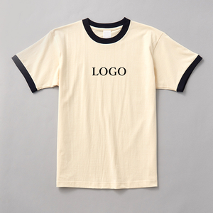 T-shirt personnalisé avec logo pour homme, col contrastant, manches courtes, en coton, tee-shirt décontracté d'été, streetwear imprimé, OEM, vente en gros, faible MOQ - Product Image 6