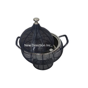 Olla para servidor de comida de Buffet con acabado antiguo, cazuelas de diseñador de Metal con alambre decorativo curvo a mano, olla para servir con asas - Product Image 3