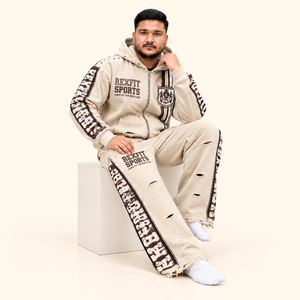 Rexfit sports 2026 CustomMen’s Cream Distressed Tracksuit <b>Graphic</b> <b>Zip</b> <b>Up</b> <b>Hoodie</b> and Wide Leg Pants Oversized <b>Zip</b>-<b>Up</b> Tracksuit - Product Image 6