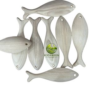 Adorno de Pescado de Madera DIY de 15 cm, Estilo Japonés, Madera de Fresno Natural, Pescado Pintado a Mano para Decoración del Hogar - Product Image 3