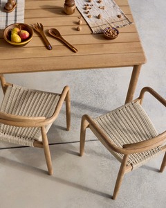 Scandinavian Style Solid Teak Dining <b>Table</b> – Clean Line Wooden <b>Table</b> with Slatted Top for Dining Room, <b>Patio</b> & Resort Use - Product Image 3