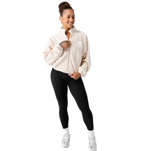 Veste zippée en polaire pour femme, couleur crème, douce et chaude, manches longues, décontractée, pour la maison ou l'extérieur, confort quotidien - Product Image 3