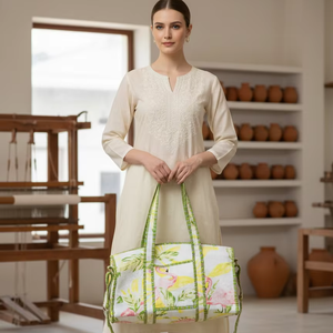 Bolsa de Viaje Acolchada con Estampado de Flamencos, de Algodón Ligero, Ecológica, Moderna y de Lujo, de Gran Capacidad, para Fin de Semana, Tipo Bolso de Hombro - Product Image 2