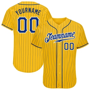 Venta al Por Mayor del Jersey de Béisbol Auténtico OMMIZ INDUSTRY Personalizado con Rayas Amarillas y Blancas Reales - Product Image 1