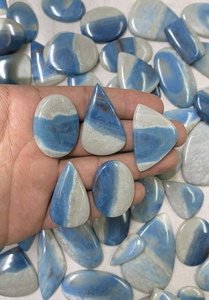 Radha Arts Trolleite a One Quality 100% Natural Blue and <b>White</b> Cabochon Loose Gemstone 25mm-45mm for Jewelry Making - Product Image 4