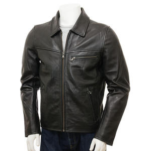 Veste en cuir pour homme personnalisée, style hip-hop, col montant, imperméable, écologique, broderie, couleur personnalisée, veste en cuir de vache - Product Image 1