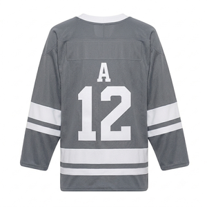 Wholesale dark heather grey Ice Hockey Jersey Breathable Mesh Fabric v neck jersey durable mesh fabric team sports athletic - Product Image 2