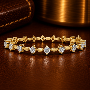 Round Lab Grown Diamond Tennis Bracelet DEF VVS 18K 14K <b>Solid</b> <b>Gold</b> Bridal Wedding Bracelet Classic Prong Set Fine Jewelry Women - Product Image 1