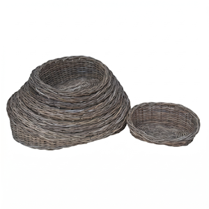 Handmade Natural Wicker Storage Basket Set <b>Rustic</b> Rattan Oval Fruit Bread Tray Eco Friendly Weaving Household Organizer Bin - Product Image 3