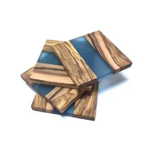 Resin-Inlaid Square Wooden Resin <b>Coaster</b> Set Irregular Shape Handmade Natural Eco-Friendly Table Mats Pads <b>Blue</b> Wood Design Ware - Product Image 5