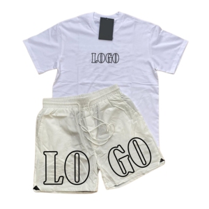 T-shirt et short en coton personnalisés avec logo OEM, vente en gros, style homme pour le streetwear, collection Printemps-Été 2026 - Product Image 4