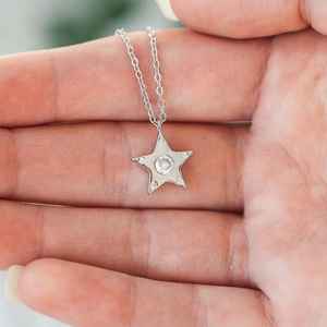 Collar con colgante de estrella de plata de ley con cristal CZ, joyería minimalista, grabado gratuito, regalo para mujer - Product Image 3