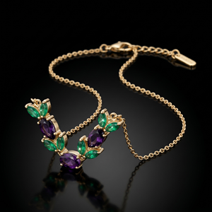 Elegante Collar con Colgante de Tulipán Chapado en Oro con Circonita Púrpura para Mujer, Joyería India de Moda, Fabricante Mayorista para Bodas - Product Image 2