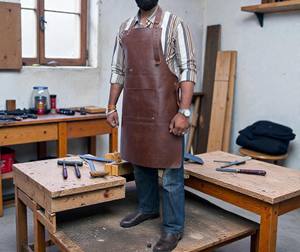 Delantal de Joyero de Cuero Auténtico, Resistente a Olores, para Protección de Piezas Pequeñas en Trabajos de Banco, Equipo Profesional para Estudio de Artesanía - Product Image 1