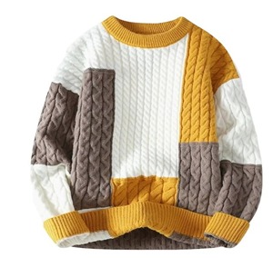 Pull en laine tricoté pour homme, col zippé 1/4, anti-rétrécissement, couleur unie, manches longues, avec logo personnalisé, idéal pour l'automne - Product Image 2