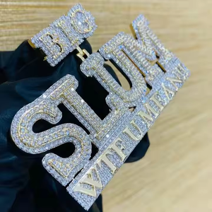 VVS Moissanite Iced Out Hip Hop <b>Pendant</b> 925 <b>Silver</b> Gold Plated Letter Charms Personalized <b>Initial</b> Letter <b>Pendant</b> For Birthday - Product Image 4