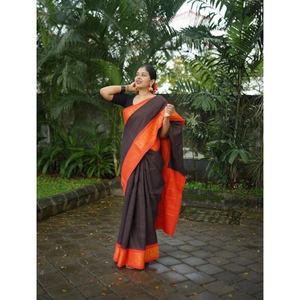 TRENDING BANARASI SAREE DE SEDA SUAVE CON BLUSA SIN COSTURA NEGRO - Product Image 1